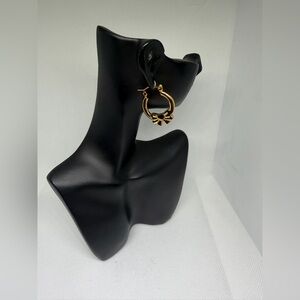 Gold Hoop Earrings with Bow Accent Stainless Steel